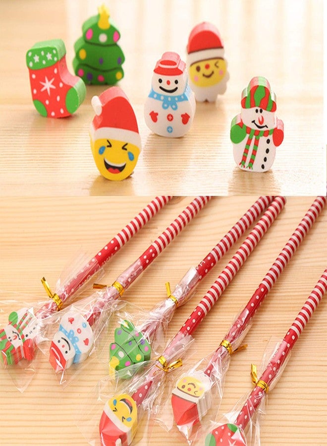 alfyng 36 Pack Christmas Pencils Erasers and a Pencil Sharpener Set, Xmas Assorted Designs Gift Pencil & Eraser for Christmas School Office Supplies Christmas Party Favor - Image 4
